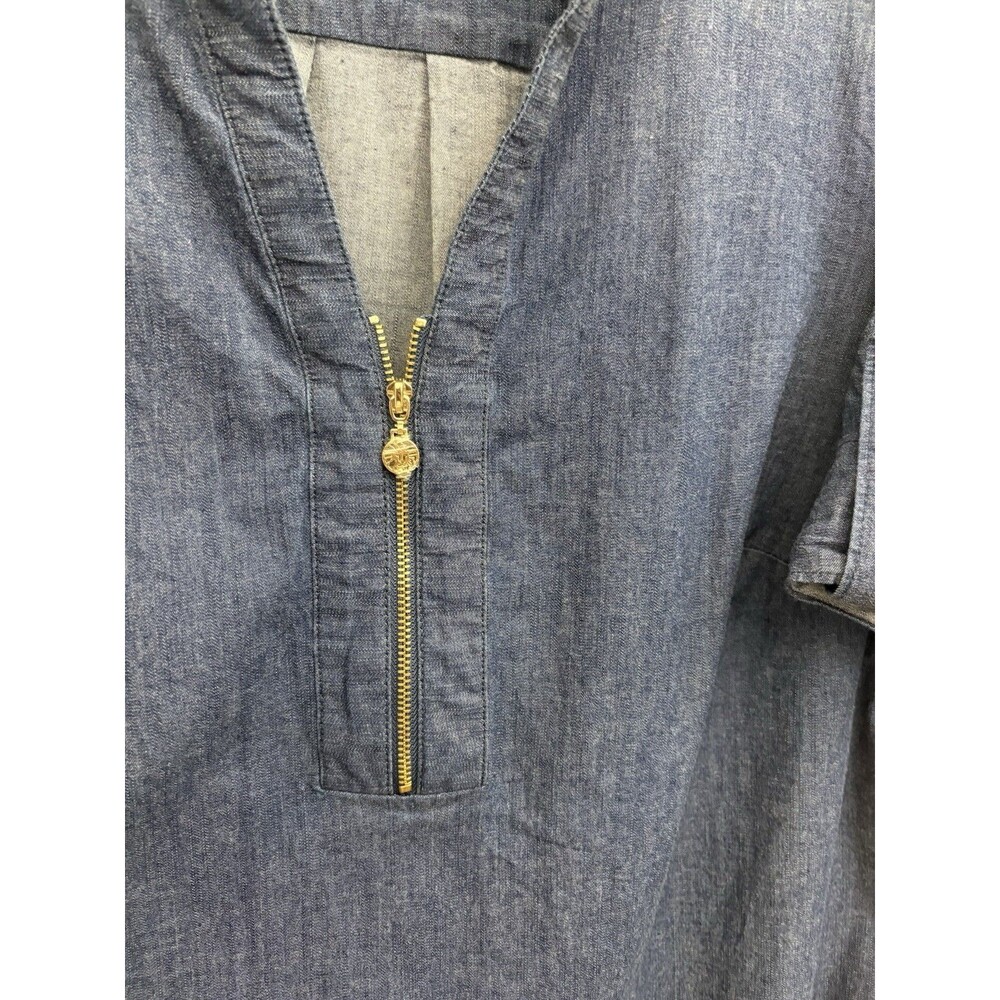 Anne Klein Shift Stretch Denim Blue 1/4 Zip Short Sleeve  Knee Length Dress 1XL - Picture 11 of 13